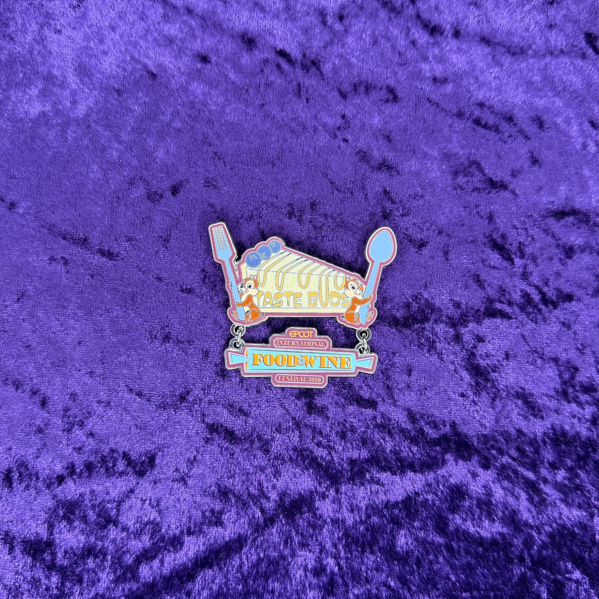 Chip & Dale “Taste Buds” Dangle Pin | EPCOT Food & Wine Festival 2026 | LE 7000