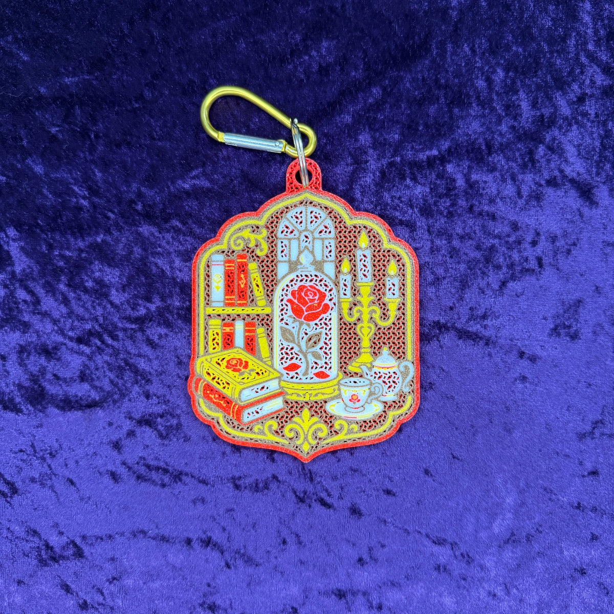 Beauty and the Beast Enchanted Rose-Inspired 3D Printed Pin Keychain