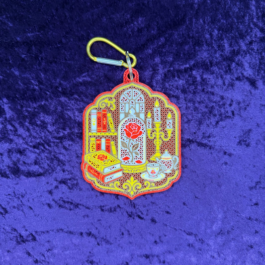 Beauty and the Beast Enchanted Rose-Inspired 3D Printed Pin Keychain