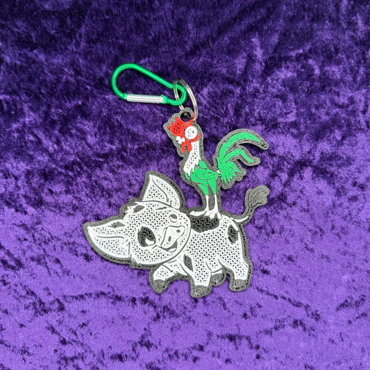 Hei Hei and Pua-Inspired 3D Printed Pin Keychain