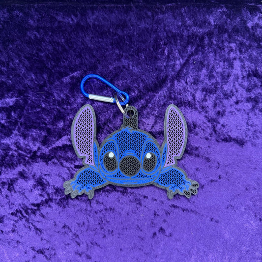 Stitch "Blue Alien" Inspired 3D Printed Pin Keychain